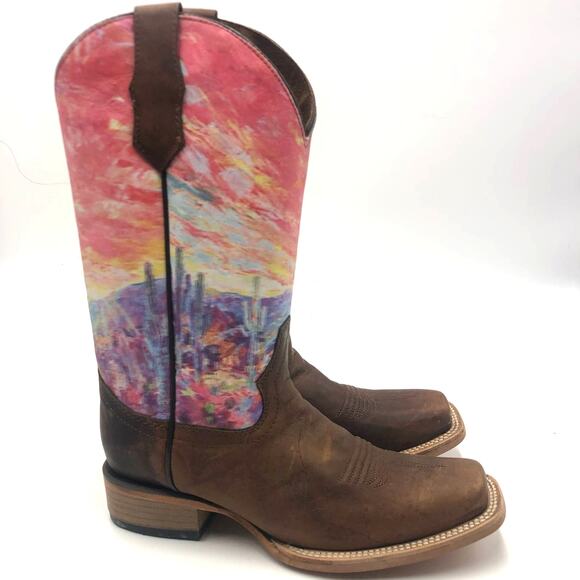 Circle G by Corral Womens Stamped Shaft Square Toe Boots Multicolor US Size 7 M - Picture 3 of 9